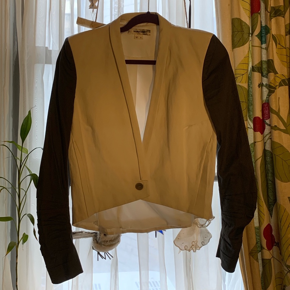 HELMUT LANG White and gray cropped blazer!